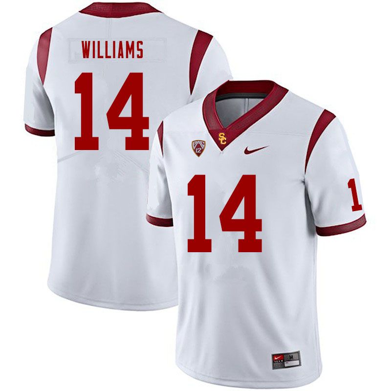 Men #14 Jayden Williams USC Trojans College Football Jerseys Sale-White - Click Image to Close